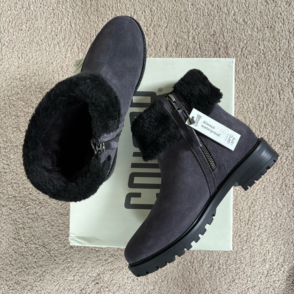 Black Suede Ankle Boots with Fur Lining